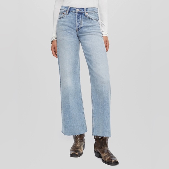 LIKE NEW RE/DONE MID RISE WIDE LEG CROP JEANS - SIZE 27 - Picture 2 of 15